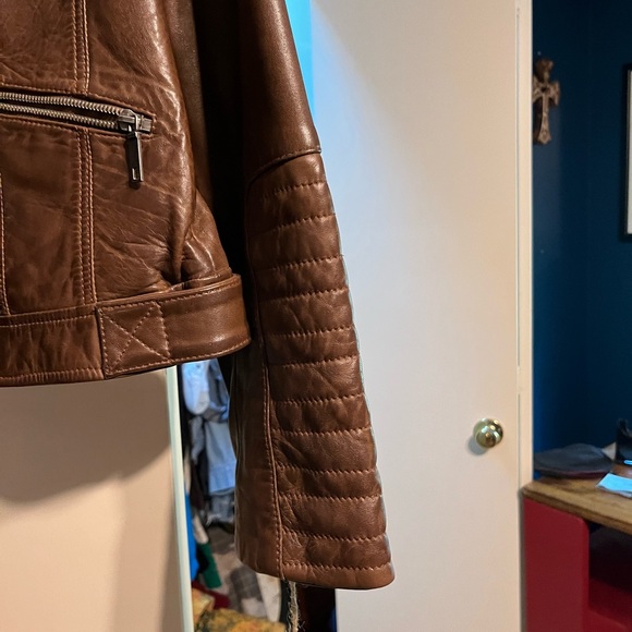 New Wilson Leather Brown Leather Jacket Medium Moto - Picture 3 of 15